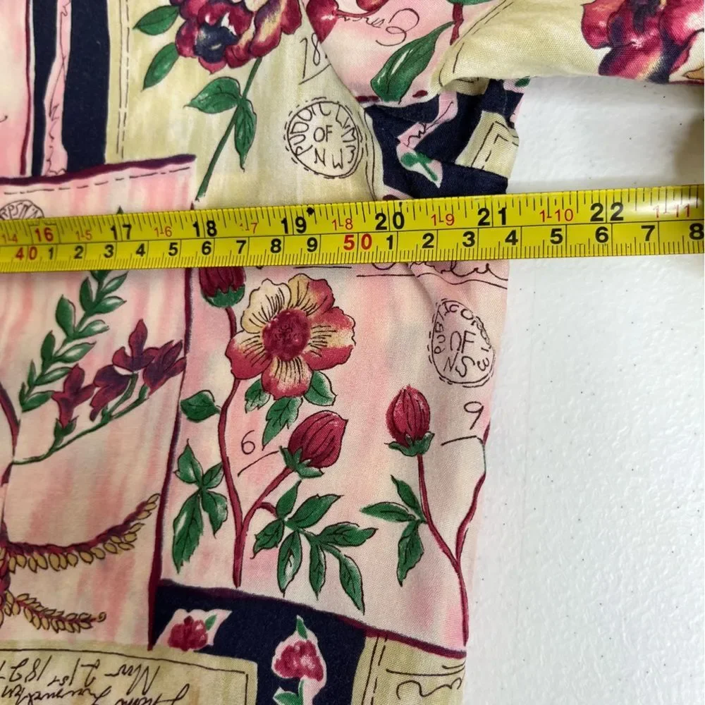 Vintage Pendleton Short Sleeve Camp Shirt Elastic Skirt Set Floral Rayon Women 6